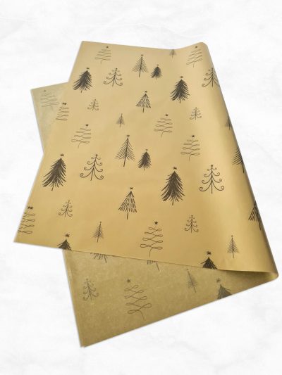 Christmas Trees Gold Tissue Wrapping Paper-1