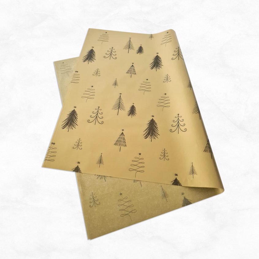 Christmas Trees Gold Tissue Wrapping Paper-1