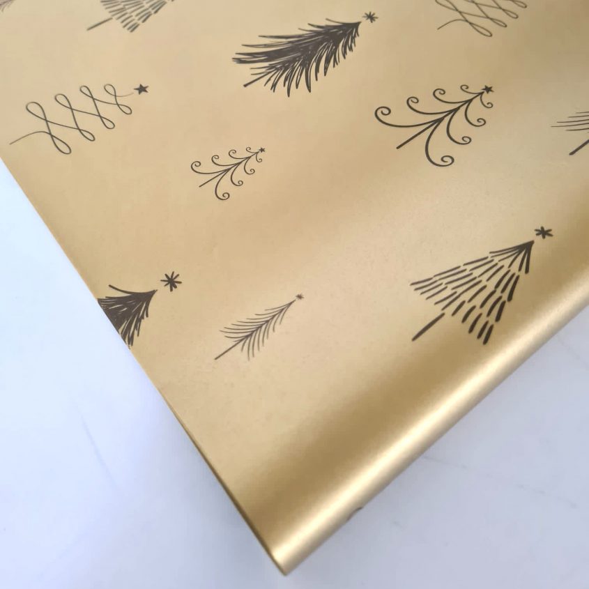 Christmas Trees Gold Tissue Wrapping Paper-3
